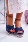 Women's Platform Sandals Jeans Navy Blue DoThis!