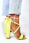 Zamszowe Sandały Na Słupku Neonowe Żółte Dance With Me