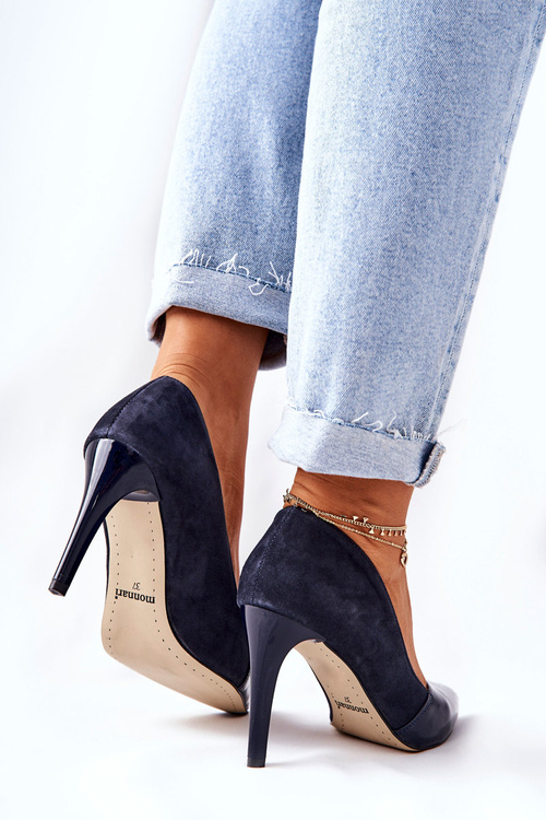 Leather Stilettos Monnari 0170-013 Navy Blue