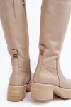 Leather Women's Knee-high Boots Lemar Light Beige Malayah