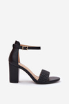 Women's Heeled Sandals with Woven Strap Black Asdine