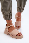 Women's Sandals on Chunky Heel Nude Dottiassa