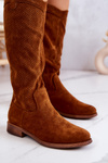 Women's Suede Openwork Boots Camel Thessie