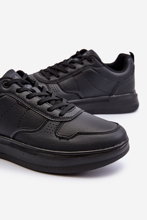 Lightweight Men's Platform Sneakers in Black Eco Leather Uziran