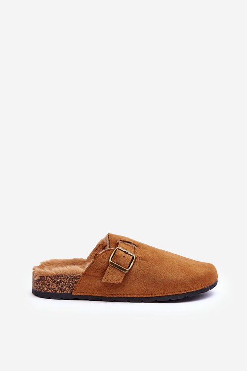 Women's Suede Mules with Faux Fur Brown Haidamia