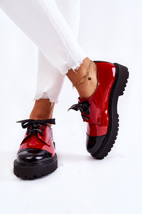 Lacquered Lace-Up Shoes Laura Messi 2441 Red
