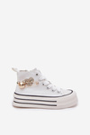 Children's High Sneakers With Golden Decoration White Elvena