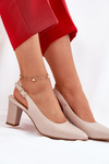 Comfortable Heels On A Block Heel Sergio Leone SK162 Beige