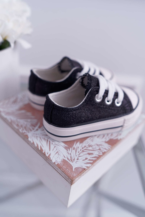 Kids' Glitter Sneakers Black Misty