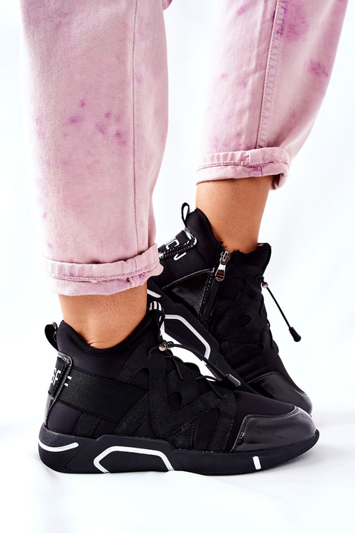 Wysokie Sportowe Buty Sneakersy Czarne Lanez