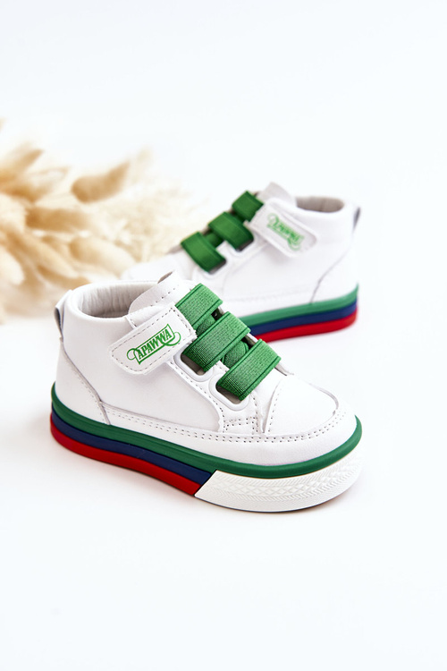 Children's High-top Sneakers With Rib White and Green Baxter