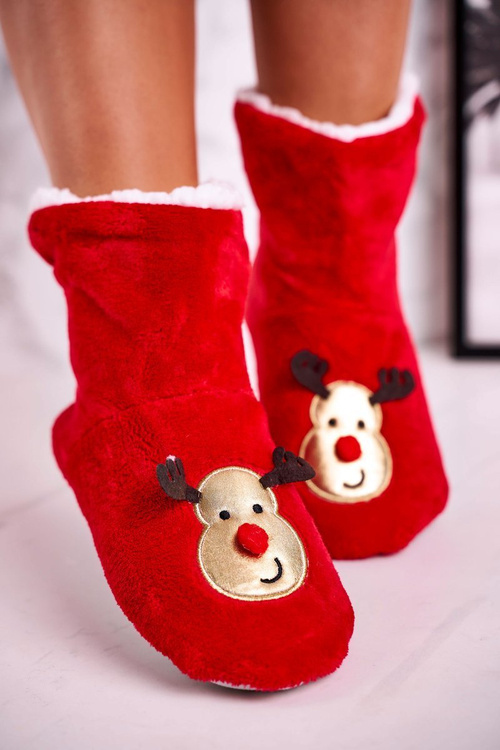 Christmas Insulated Slippers With Reindeer Holly