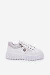 Womens Sports Shoes On Platform Made Of Eco Leather White Velionna