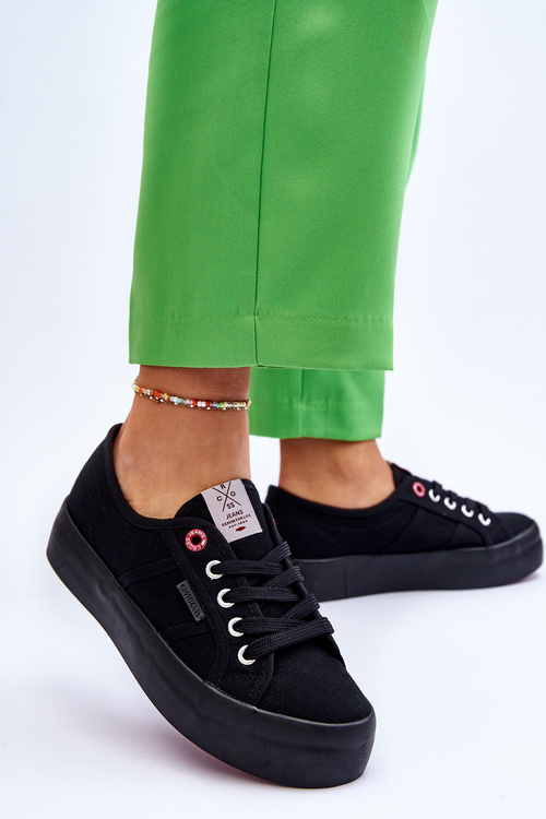 Trampki Damskie Platforma Czarne Cross Jeans LL2R4039