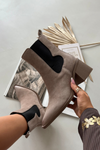 Leather Suede Women's Ankle Boots With Heel Lining Artiker 57C0045 Beige