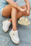 Women's Sneakers Made of Faux Leather on Chunky Platform Light Beige Chrisstin