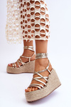 Leather Wedge Sandals Gold Margaritt