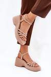Platform And Wedge Sandals Made Of Eco Suede Beige Nendal