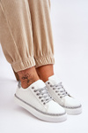 Women's Low Perforated Sneakers white and Silver Daxton