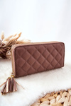 Large Quilted Wallet with Zips Cappucino