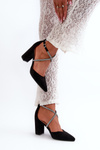 Eco Suede Black Court Shoes with Rhinestones Lagra