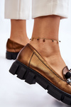 Women's Loafers On The Platform Laura Messi 2392 Dark Gold
