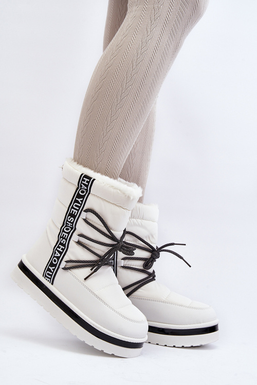 Śniegowce Damskie Wiązane Białe Lilara NB603