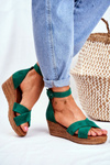 Suede Wedge Sandals Maciejka 04565-09 Green