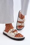 Women's Eco Leather Sandals with Buckles White Valmira