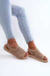 Women's Flat Sandals Adorned with Black Flowers Abidina