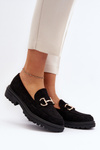 Women's Black Cutout Loafers with Embellishment Talesse