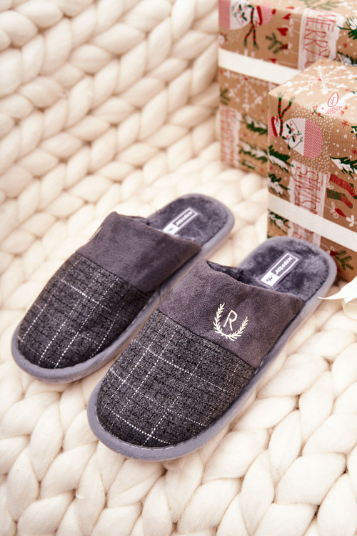 Padded Checked slippers Grey Blase