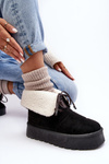 Platform Snow Boots With Fur Black Olimuka 
