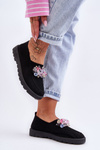 Women's Slip-On Sneakers with Stones Black Simple