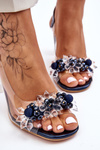 Sandały Modne Koraliki Granatowe Terrance