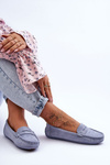 Mokasyny Damskie Zamsz Niebieskie Lenvie FT245