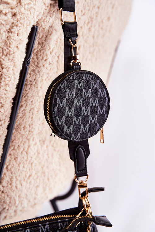 Torebka Listonoszka Portmonetka Damska 3w1 Czarna Bormea