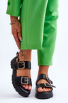 Leather Comfortable Sandals Black Alayah