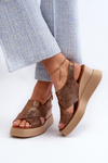 Women's sandals made of eco leather on platform and wedge copper Vaiara