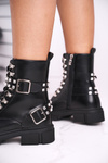 Women's Boots With Zircons Black Love You Baby