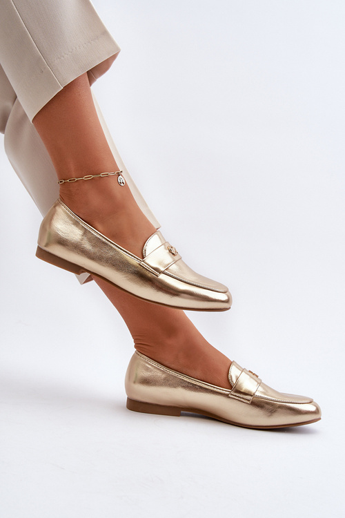 Damskie Mokasyny Płaski Obcas Złote Sylvaine 24PB98-6990