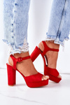 Suede High Heel Sandals Red Camilia