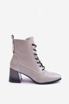 Lacquered Heel Booties Gray Basciano