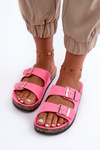 Women's Slip-On Cork Sole Neon Pink Sandals Cortina
