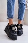 Women's Sneakers on a Chunky Sole with Gold Decoration CheBello 4530 Black