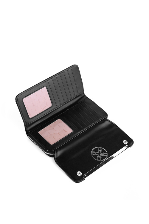 Large Women's Leather Wallet Black Elissie