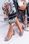 Grey Women's Stiletto Sandals Suede NewGenua