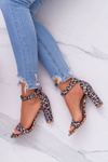 Laura Messi 1760 Leather Stiletto Sandals Panther Iliads
