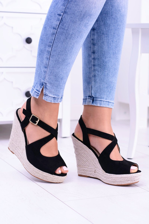 Women's Black Sandals On Anchor Espadrilles Elonore