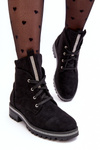 Women's Suede Slip-On Boots with Black Embellishment Plesca